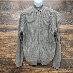 Joseph Abboud Sweater XXL Men's Full Zip Brown Wool Blend Shacket Grandpa Core‎